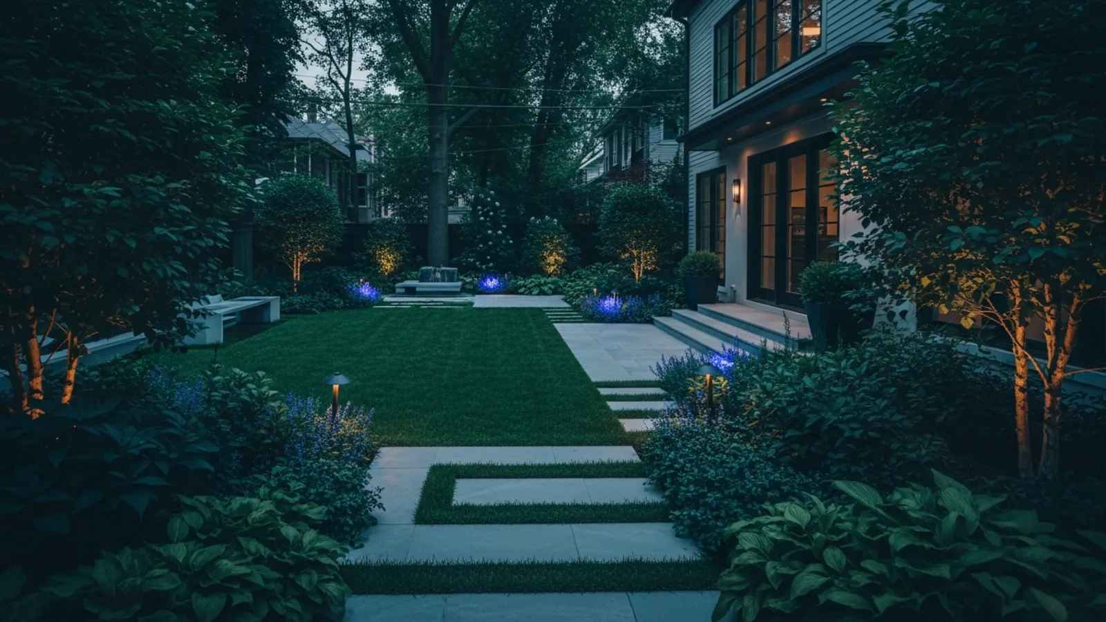 Down To Earth Landscaping, professionally mulched garden beds and seasonal plantings at a Barrington IL property