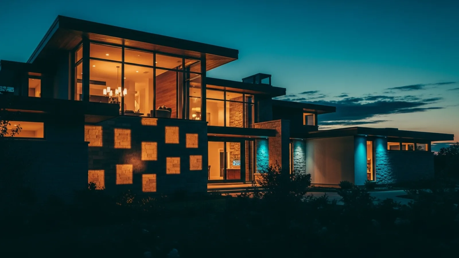 Premium home builder SEO case study, a luxury custom home exterior at dusk