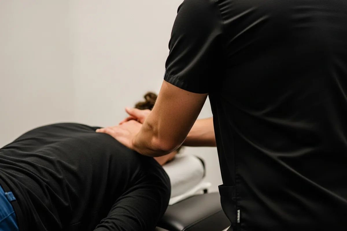 Chicago chiropractor SEO, a patient lying on a chiropractic table during treatment