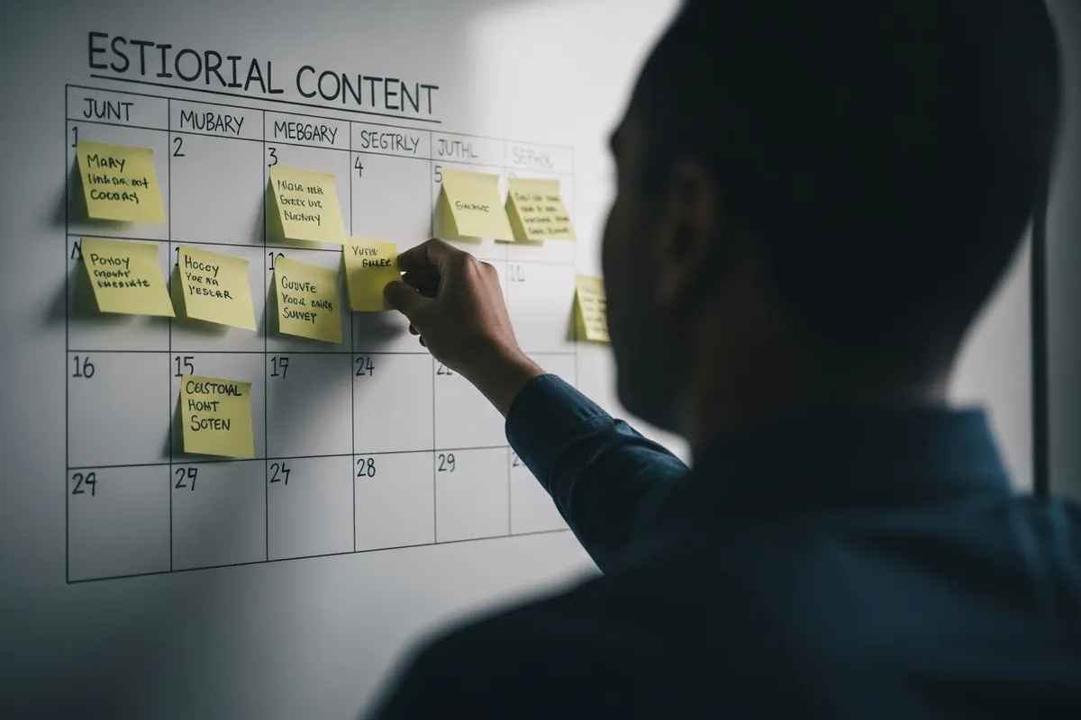Chicago Content SEO, a content team planning an editorial calendar at a whiteboard