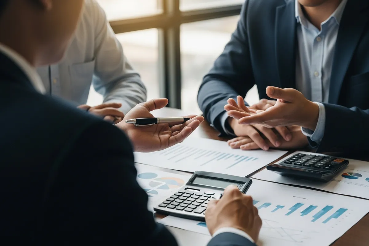 Chicago financial advisor SEO, a financial advisor meeting clients in a Chicago office