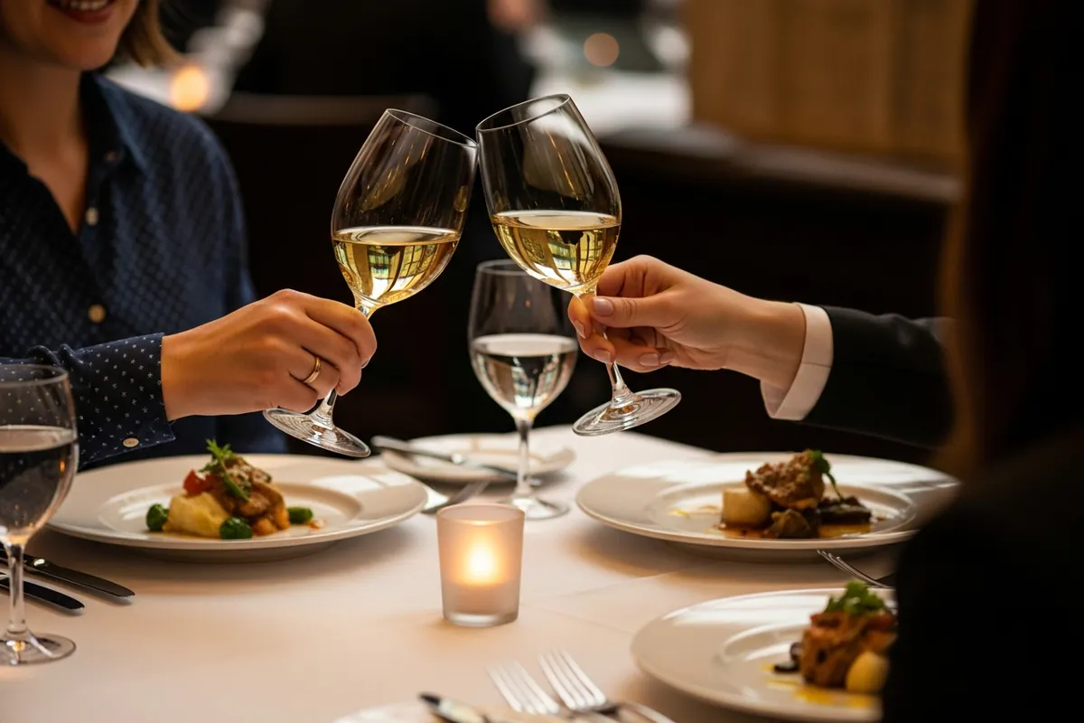 Chicago restaurant SEO, diners enjoying a meal at an upscale Chicago restaurant