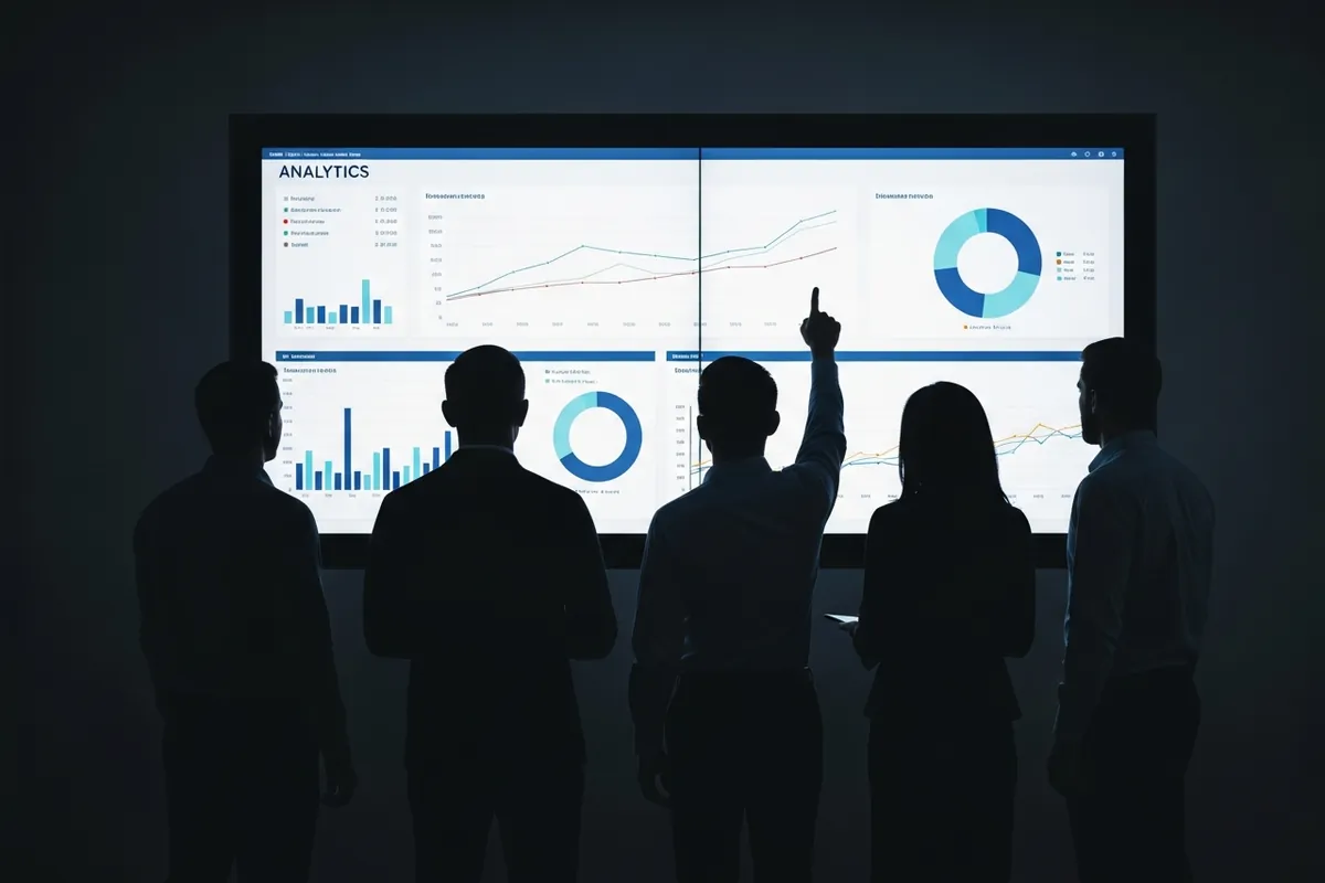 Chicago SEO Reporting Automation, a team reviewing automated analytics reports together